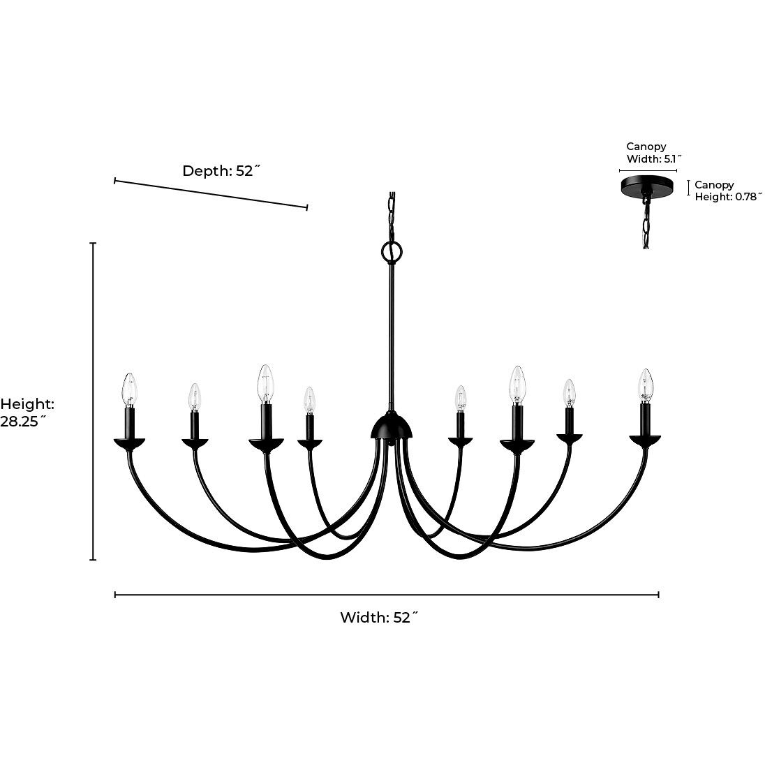 Huxley 8 Light 52 inch Polished Nickel Chandelier Ceiling Light